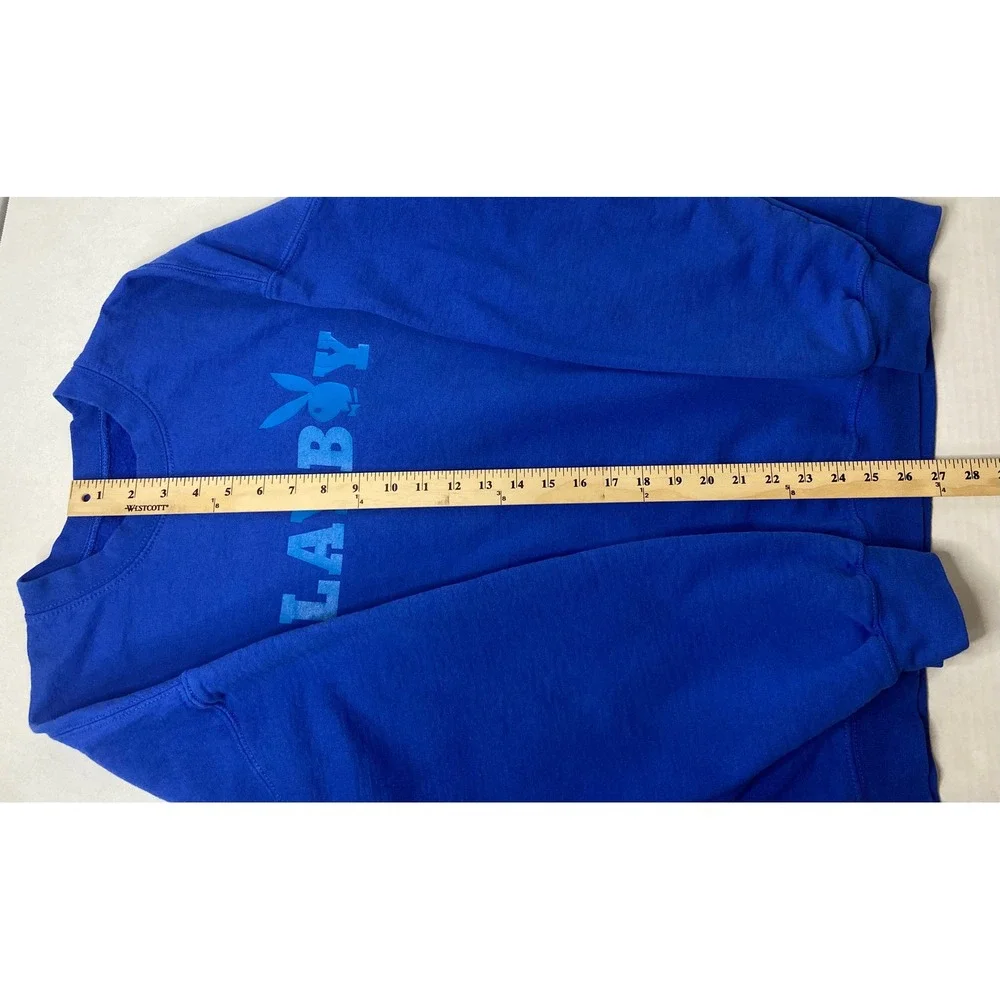 Playboy Mens Crewneck Sweatshirt Royal Blue Tonal Logo Graphic Fleece XL - Picture 4 of 9